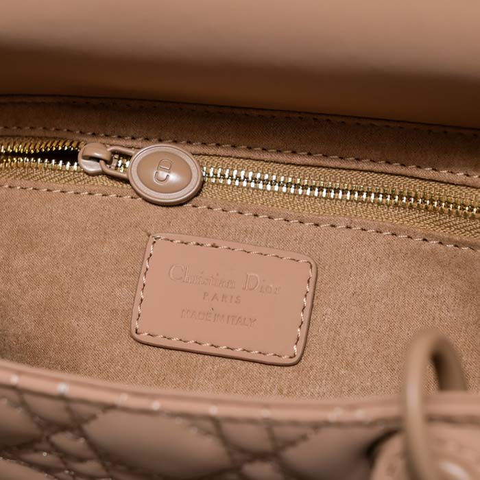 Dior Women CD Medium Lady Dior Bag Blush Ultramatte Cannage Calfskin