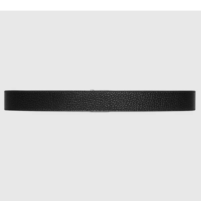 G*u*i gg unisex belt squared interlocking g buckle black gg supreme canvas black leather 30 mm width