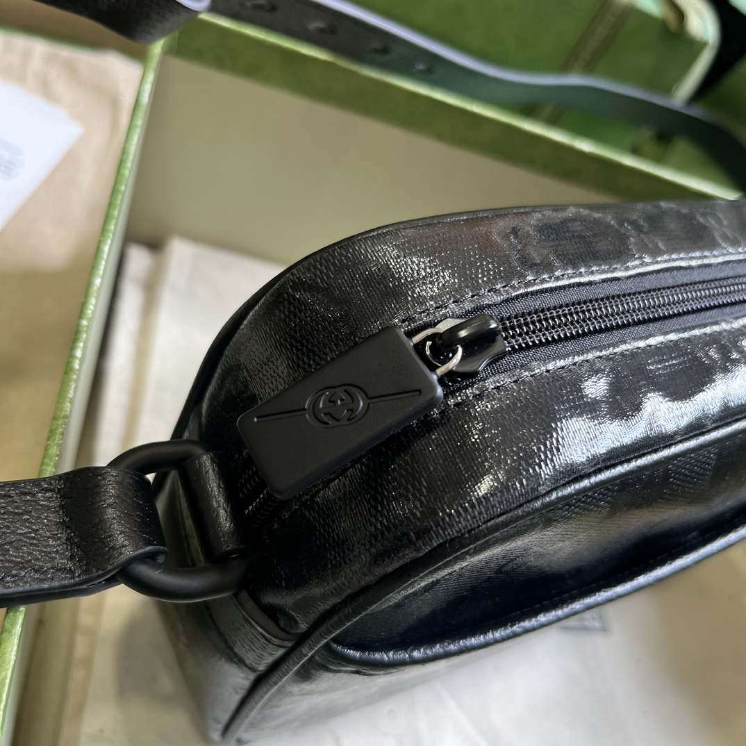G*u*i gg unisex gg crystal mini shoulder bag black crystal canvas leather nylon lining