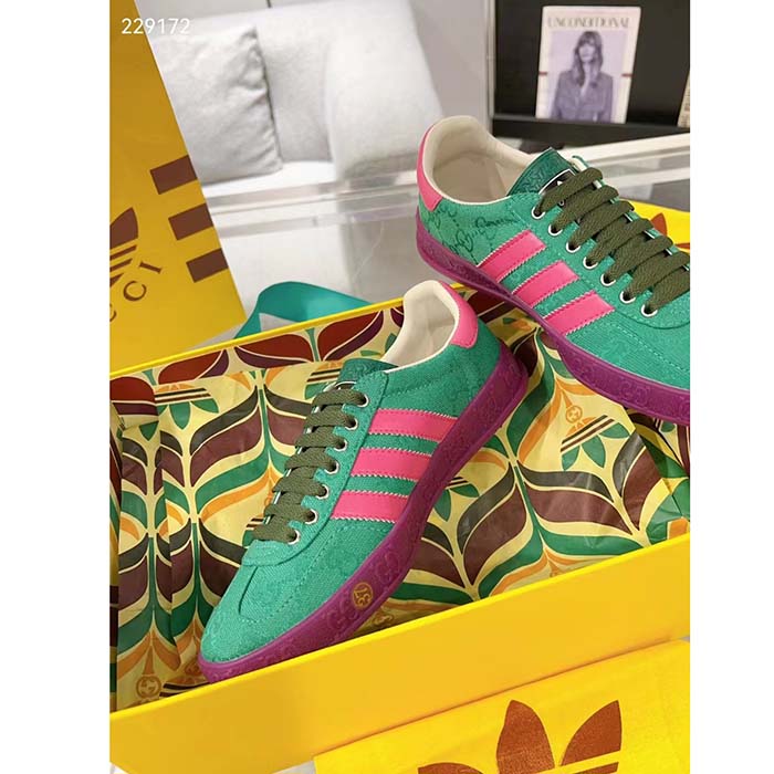 G*u*i unisex adidas x G*u*i gazelle sneaker green original gg canvas low heel rubber
