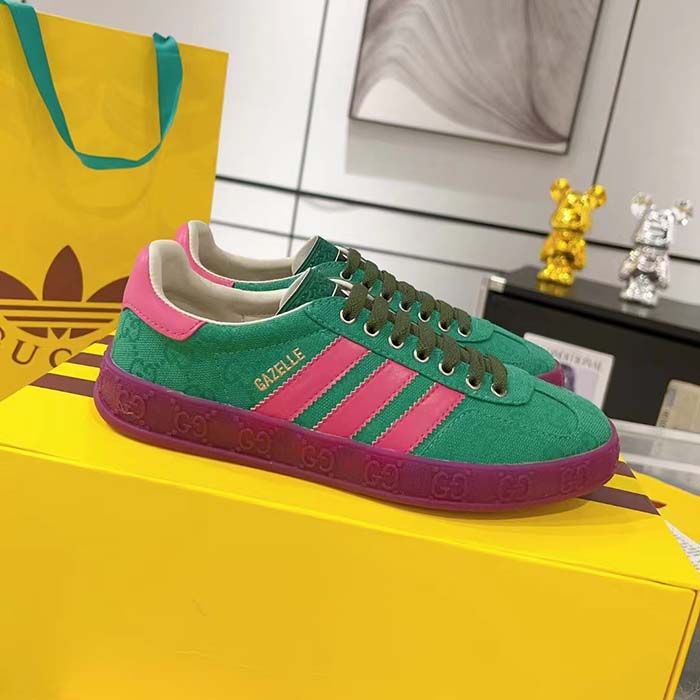 G*u*i unisex adidas x G*u*i gazelle sneaker green original gg canvas low heel rubber