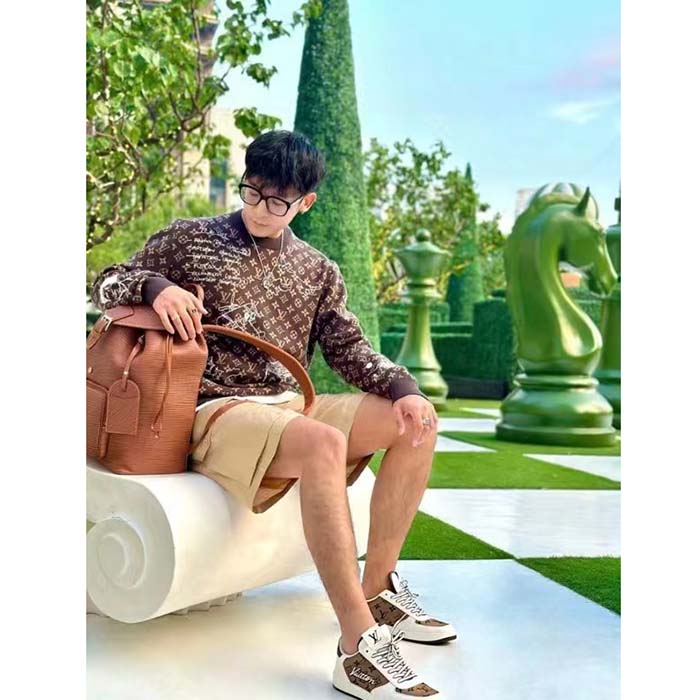 Louis Vuitton LV Unisex Montsouris Backpack Cognac Calf Leather Drawstring Magnetic Closure Handle