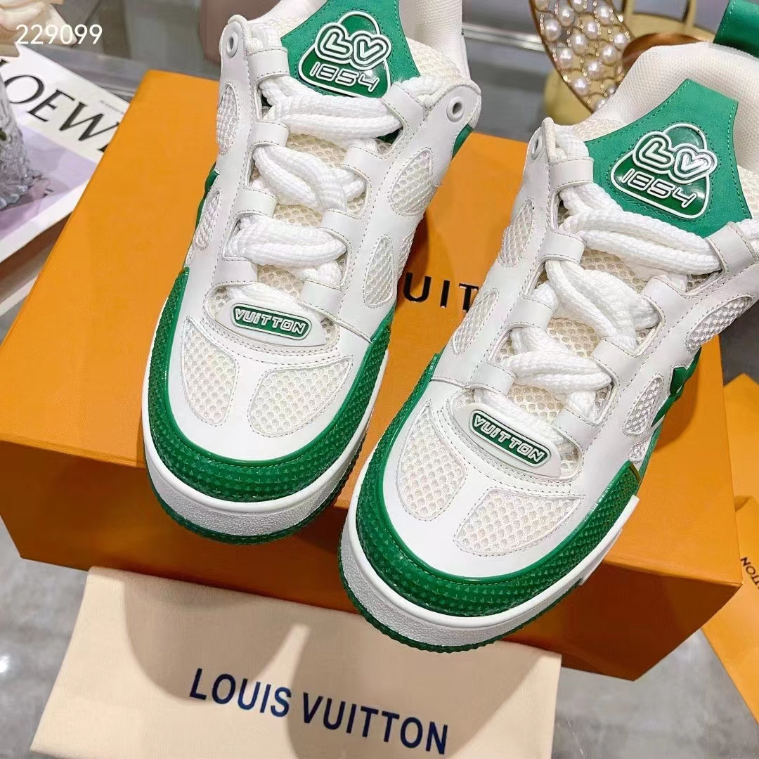 Louis Vuitton Unisex LV Skate Sneaker Mix of Materials Technical Mesh Plain Suede Calf Leather