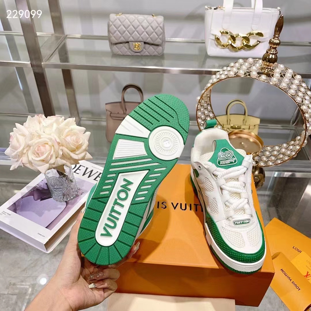 Louis Vuitton Unisex LV Skate Sneaker Mix of Materials Technical Mesh Plain Suede Calf Leather