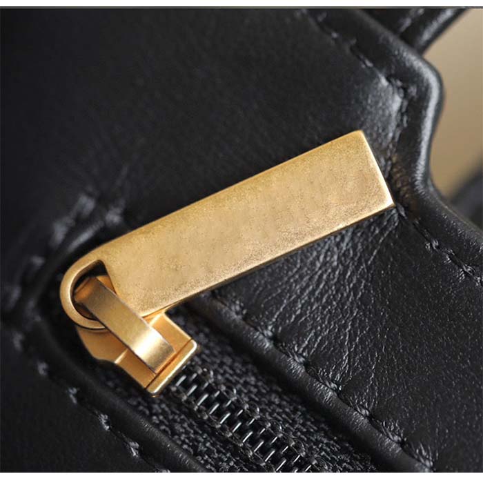 Chanel Women CC Mini Shopping Bag Shiny Aged Calfskin Gold-Tone Metal Black