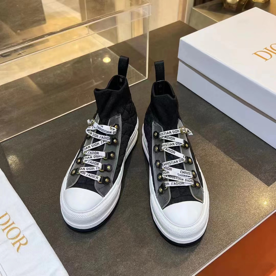 Dior CD Unisex Walk’N’Dior Platform Sneaker Black Macrocannage Technical Mesh