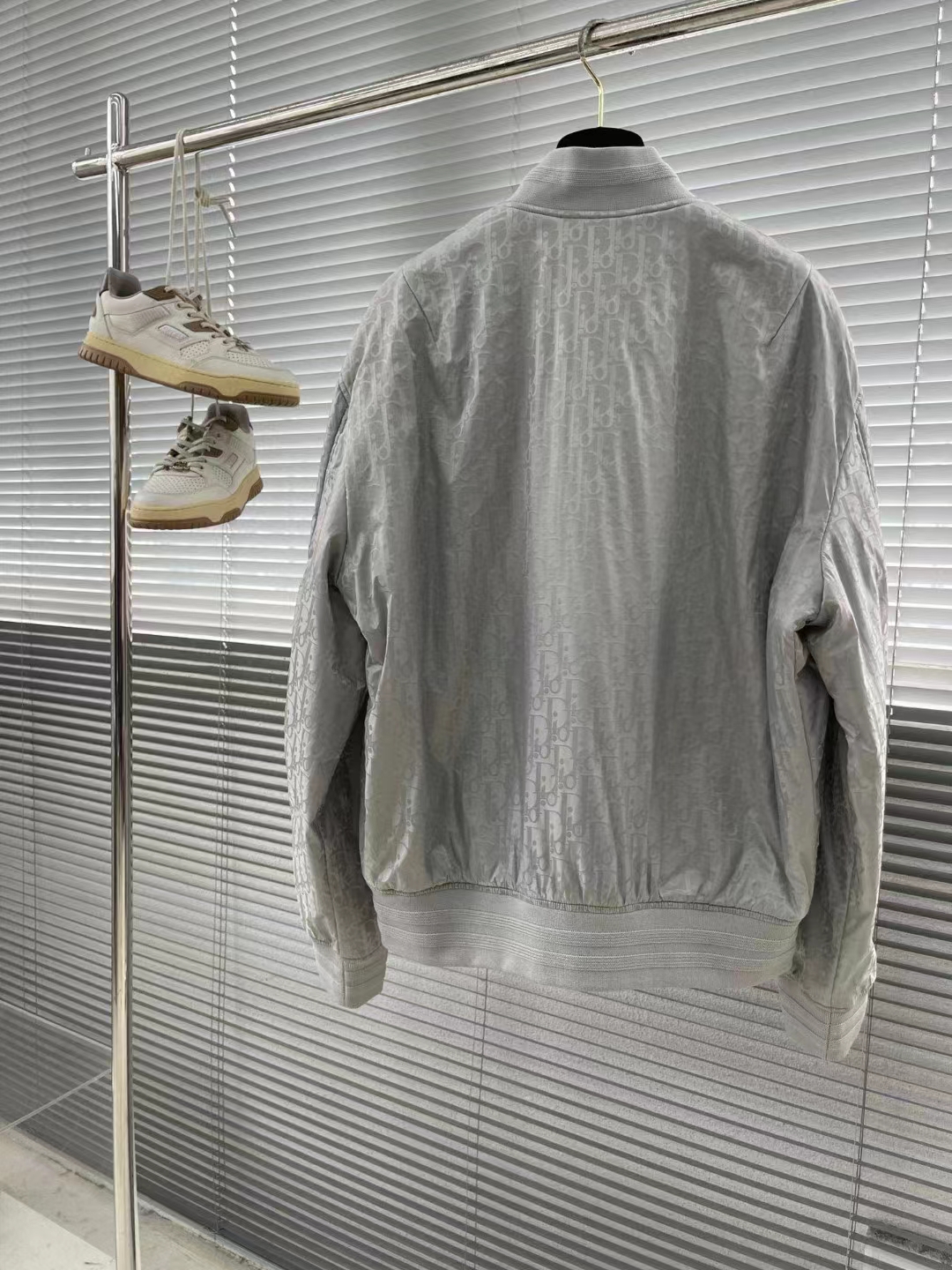 Dior Women CD Dior Oblique Bomber Jacket Gray Technical Fabric