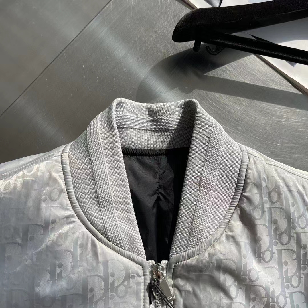 Dior Women CD Dior Oblique Bomber Jacket Gray Technical Fabric