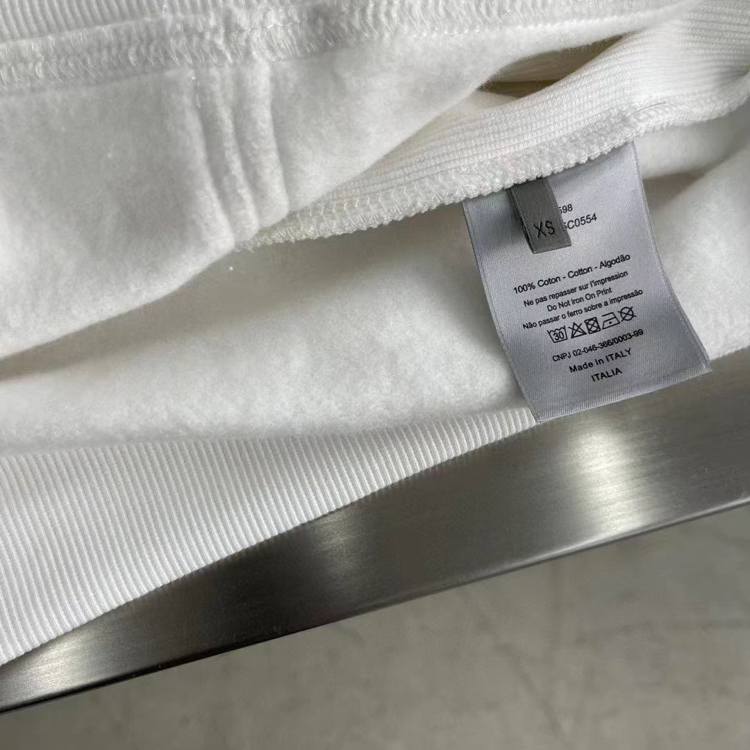 Dior Women CD Relaxed Fit Hooded Sweatshirt White Cotton Fleece