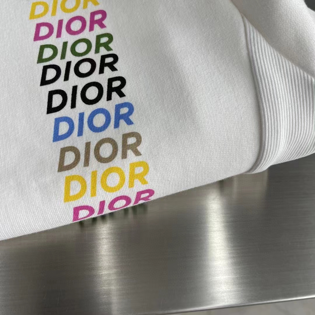 Dior Women CD Relaxed Fit Hooded Sweatshirt White Cotton Fleece