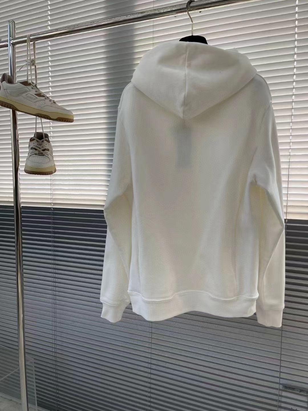 Dior Women CD Relaxed Fit Hooded Sweatshirt White Cotton Fleece