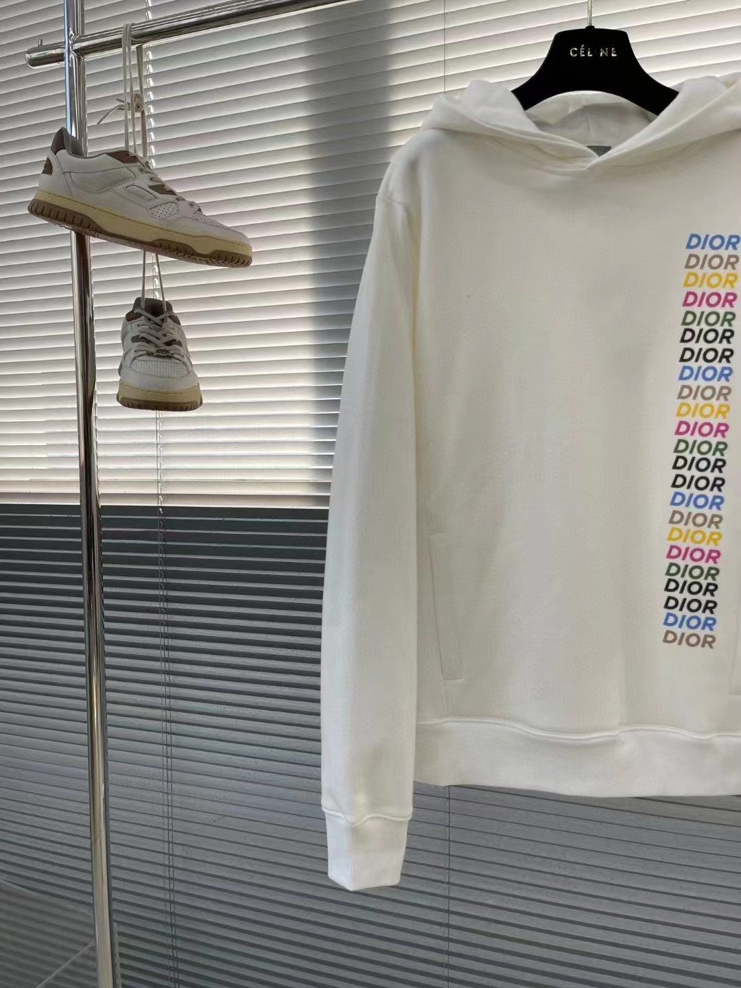 Dior Women CD Relaxed Fit Hooded Sweatshirt White Cotton Fleece
