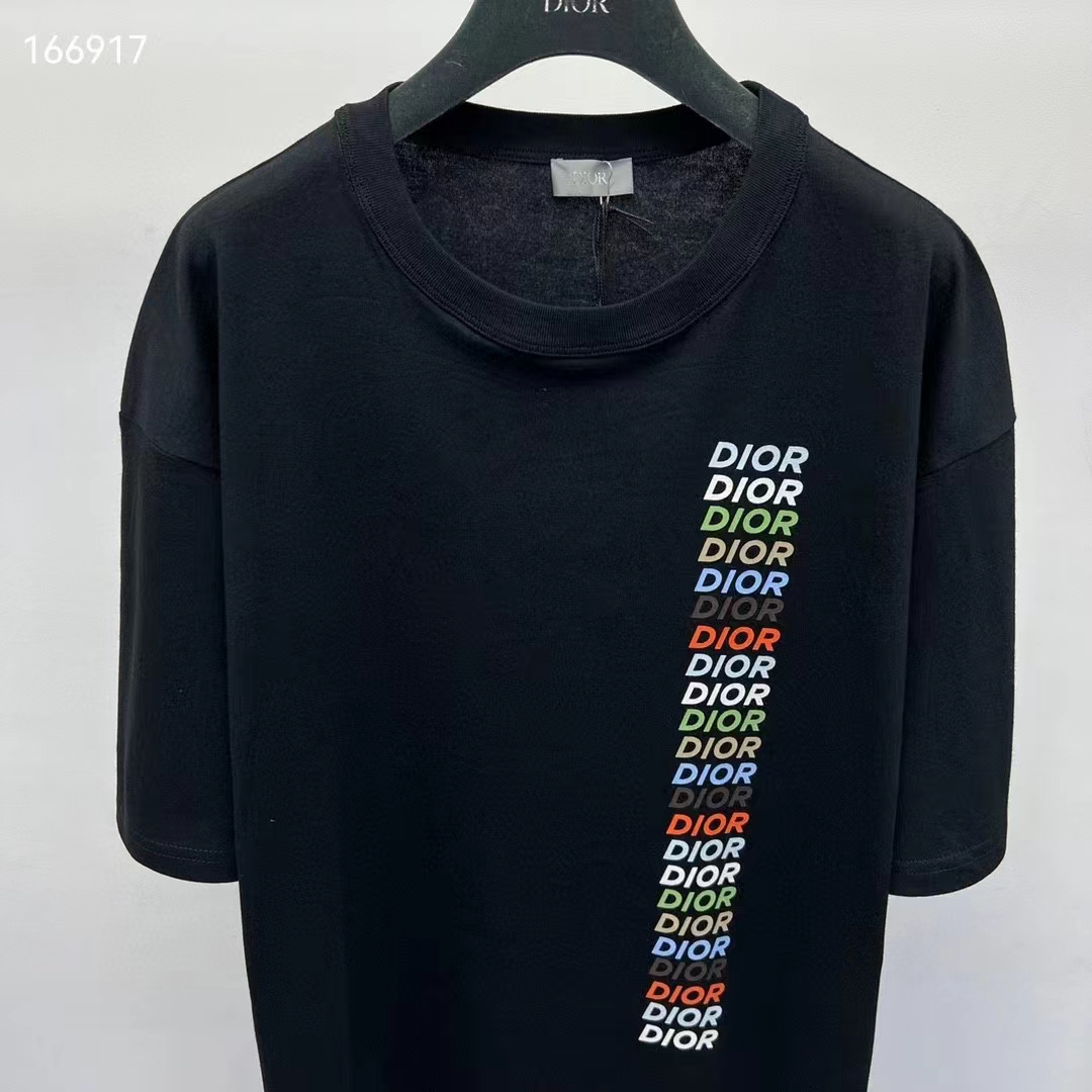 Dior Women CD Relaxed-Fit T-Shirt Black Slub Organic Cotton Jersey