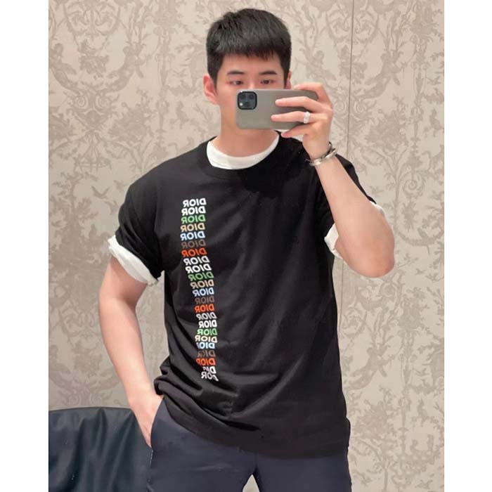Dior Men CD Relaxed-Fit T-Shirt Black Slub Organic Cotton Jersey