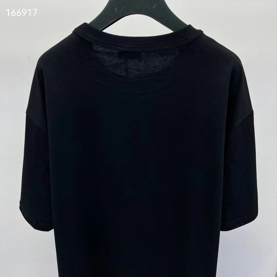 Dior Women CD Relaxed-Fit T-Shirt Black Slub Organic Cotton Jersey