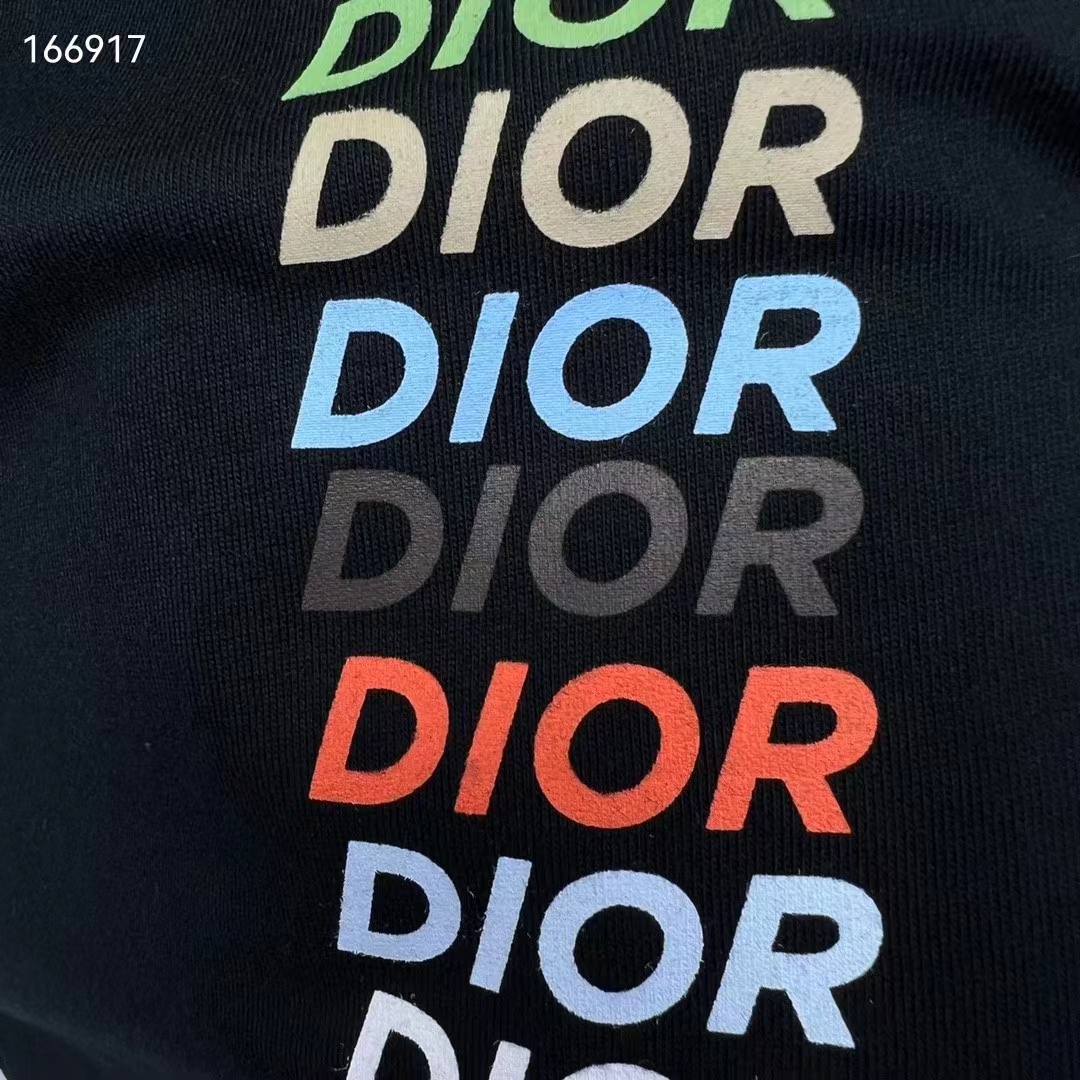 Dior Women CD Relaxed-Fit T-Shirt Black Slub Organic Cotton Jersey