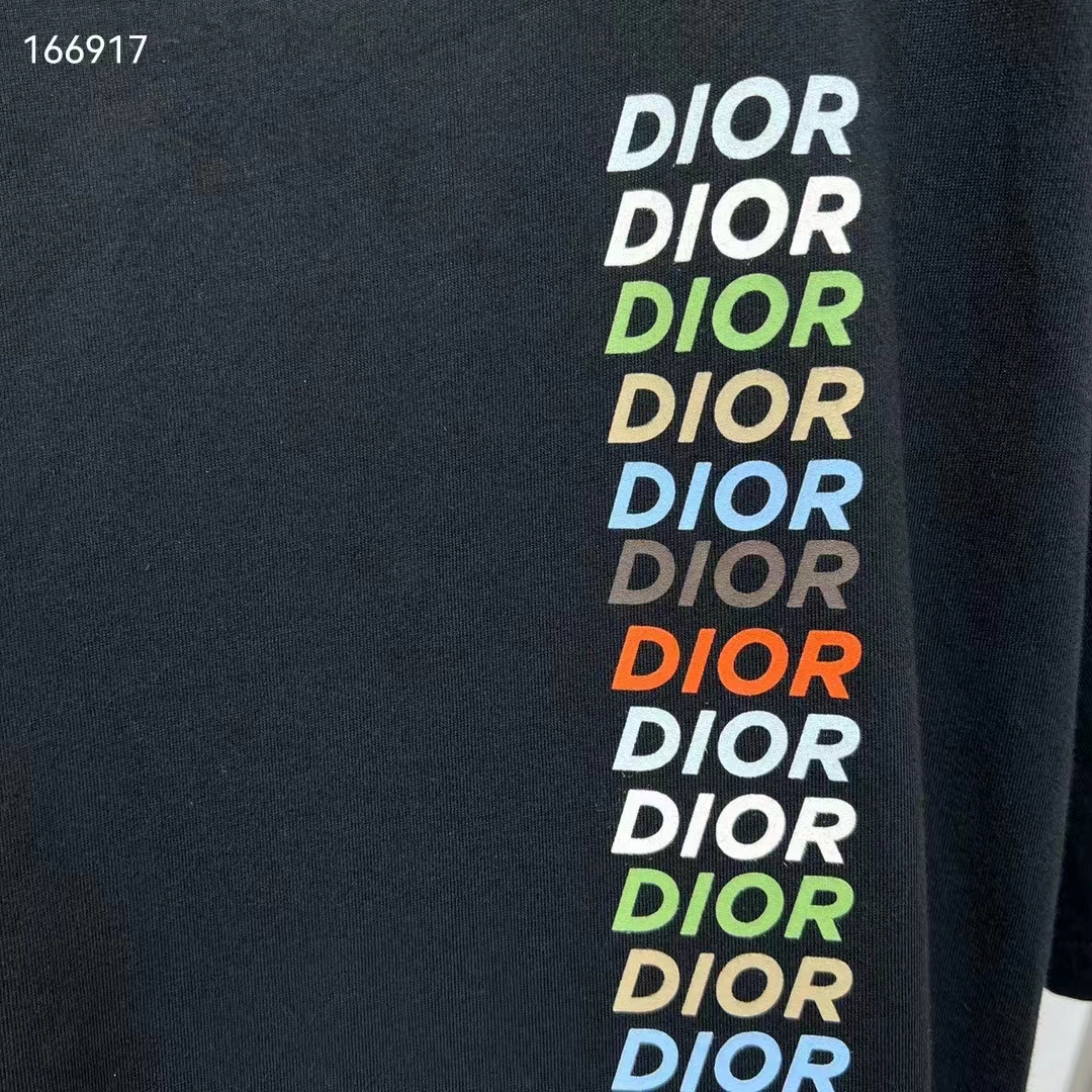 Dior Women CD Relaxed-Fit T-Shirt Black Slub Organic Cotton Jersey