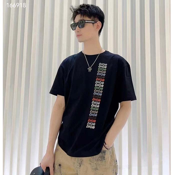 Dior Men CD Relaxed-Fit T-Shirt Black Slub Organic Cotton Jersey