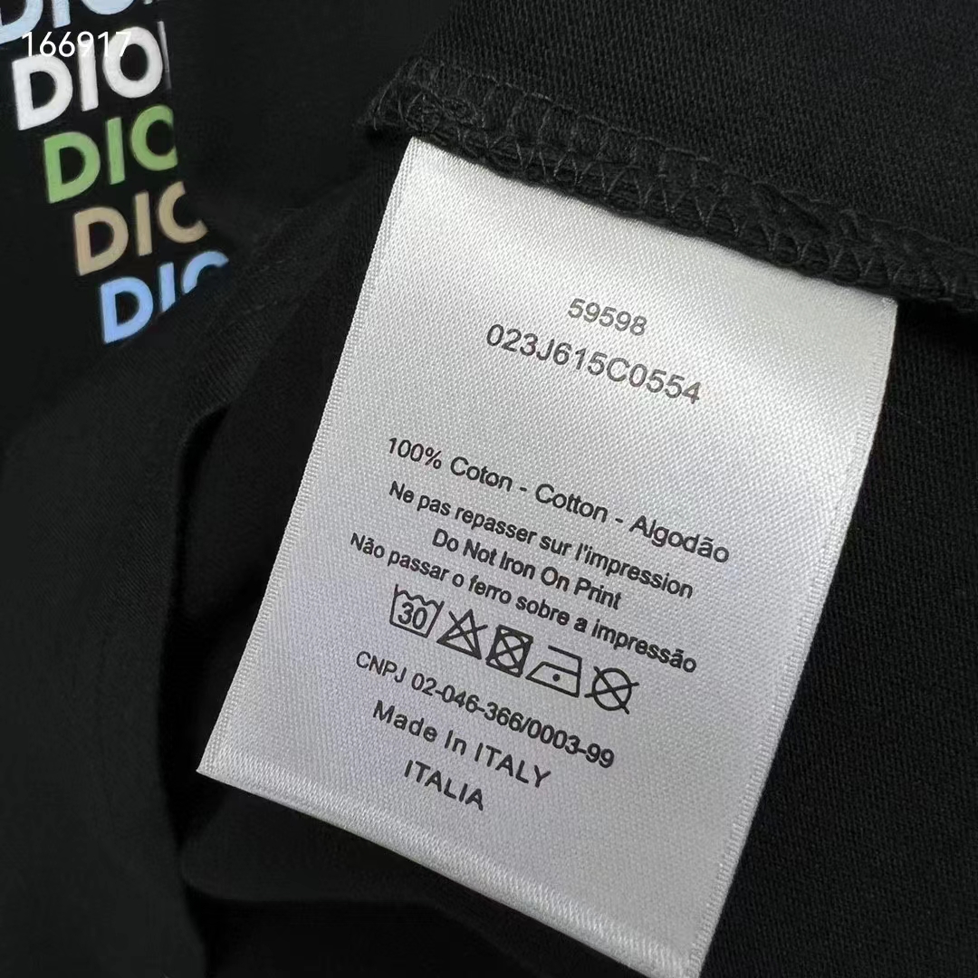 Dior Women CD Relaxed-Fit T-Shirt Black Slub Organic Cotton Jersey