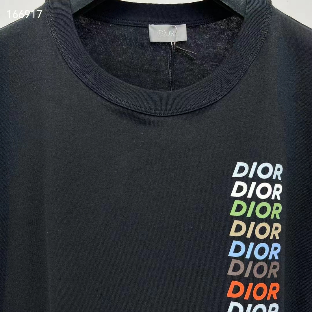 Dior Women CD Relaxed-Fit T-Shirt Black Slub Organic Cotton Jersey