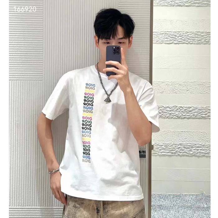 Dior Men CD Relaxed-Fit T-Shirt White Slub Organic Cotton Jersey