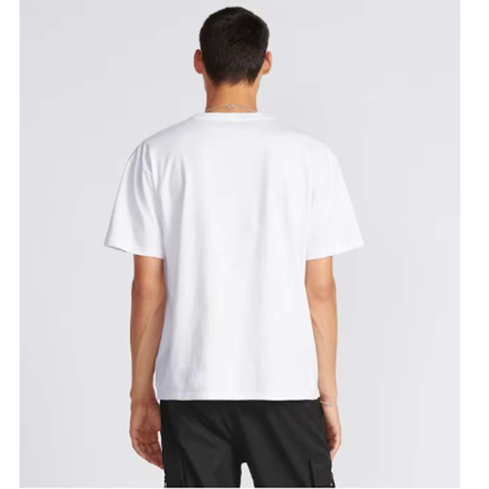 Dior Men CD Relaxed-Fit T-Shirt White Slub Organic Cotton Jersey