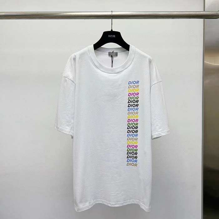 Dior Men CD Relaxed-Fit T-Shirt White Slub Organic Cotton Jersey