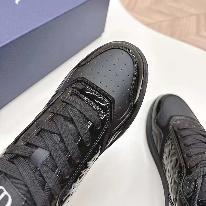 Dior Unisex CD B27 Low-Top Sneaker Black Patent Calfskin Dior Oblique Gravity Leather