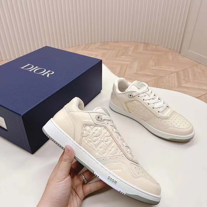 Dior Unisex CD B27 Low-Top Sneaker Cream Patent Calfskin Dior Oblique Gravity Leather
