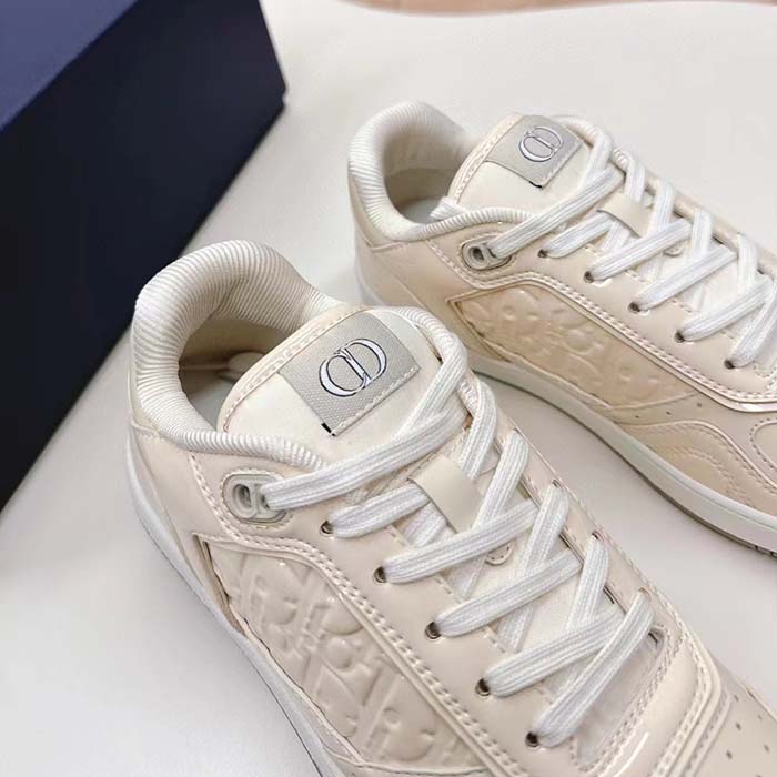 Dior Unisex CD B27 Low-Top Sneaker Cream Patent Calfskin Dior Oblique Gravity Leather