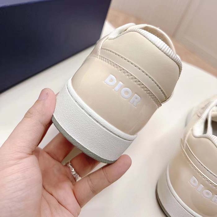 Dior Unisex CD B27 Low-Top Sneaker Cream Patent Calfskin Dior Oblique Gravity Leather