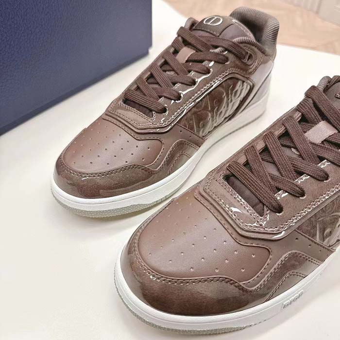 Dior Unisex CD B27 Low-Top Sneaker Plum Patent Calfskin Dior Oblique Gravity Leather