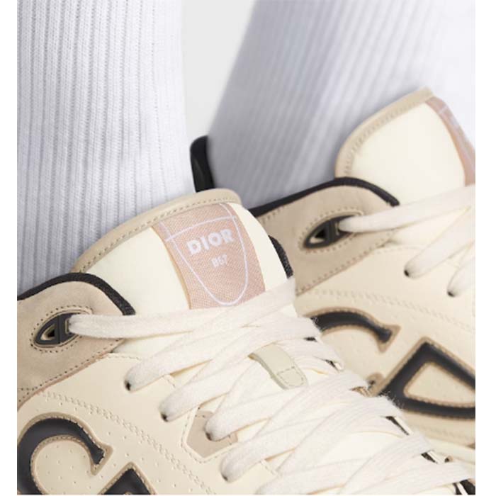 Dior Unisex CD B57 Mid-Top Sneaker Black Cream Smooth Calfskin Beige Suede