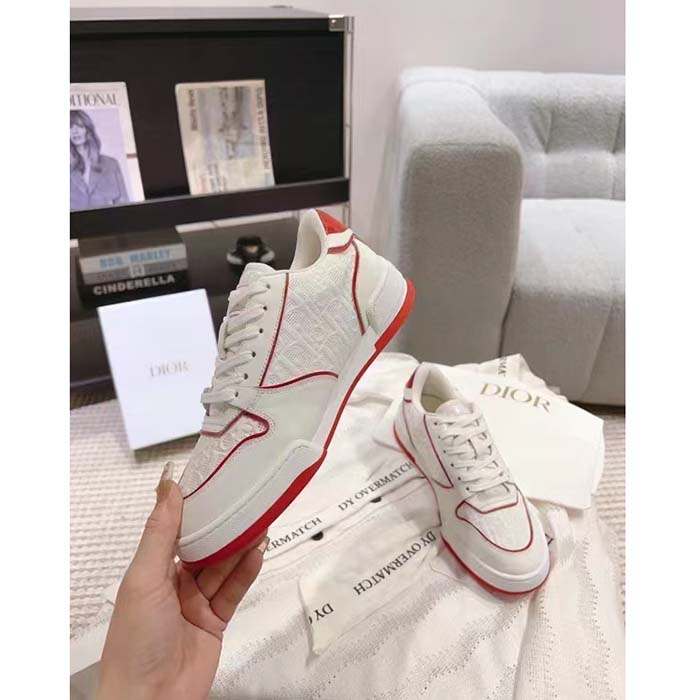 Dior Unisex CD Dior One Sneaker White Fuchsia Dior Oblique Perforated Calfskin
