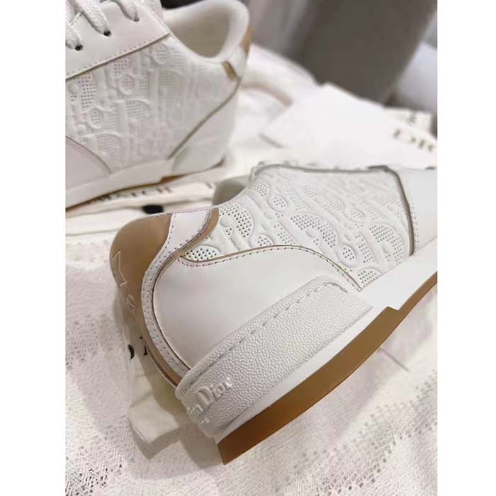 Dior Unisex CD Dior One Sneaker White Nude Dior Oblique Perforated Calfskin