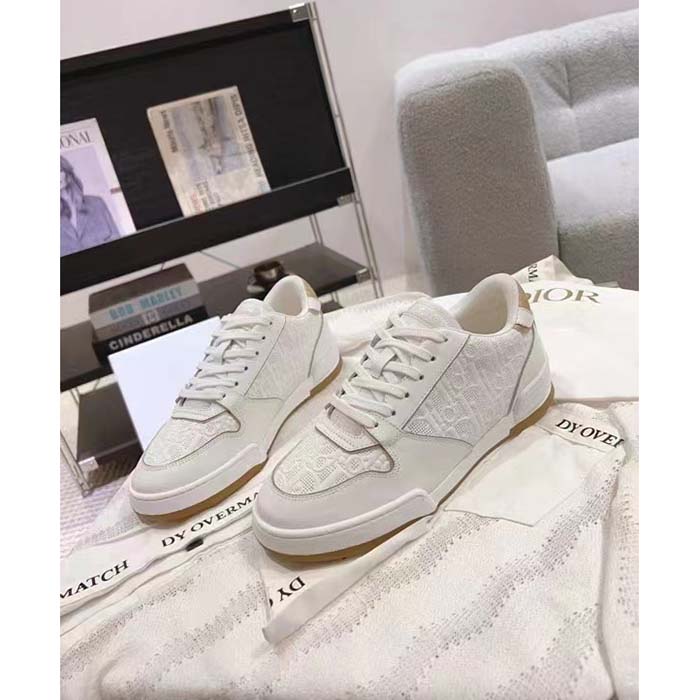 Dior Unisex CD Dior One Sneaker White Nude Dior Oblique Perforated Calfskin