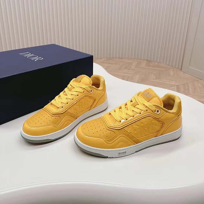Dior Unisex CD B27 Low-Top Sneaker Yellow Patent Calfskin Dior Oblique Gravity Leather
