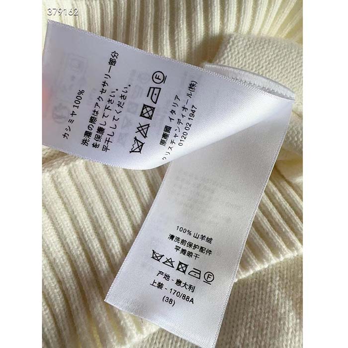 Dior Women CD Embroidered Sweater Ecru Cashmere Knit Pastel Pink Butterfly Around The World Motif
