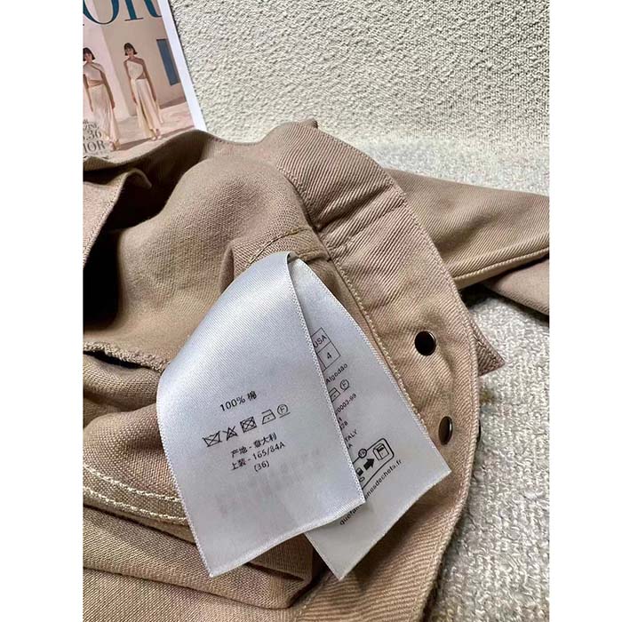 Dior Women CD Jacket Beige Cotton Denim Multicolor Butterfly Around The World Motif