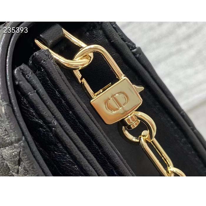 Dior Women CD Miss Dior Top Handle Bag Black Cannage Lambskin