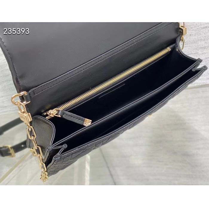 Dior Women CD Miss Dior Top Handle Bag Black Cannage Lambskin