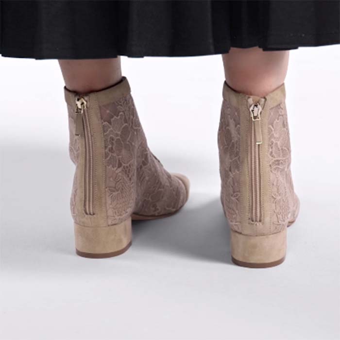 Dior Women CD Naughtily-D Heeled Ankle Boot Embroidered Signature Suede Calfskin Laces