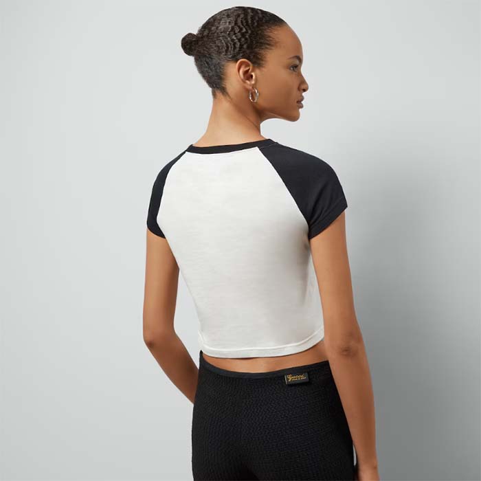 G*u*i gg women cotton jersey short sleeved t-shirt off white black G*u*i planet print crewneck
