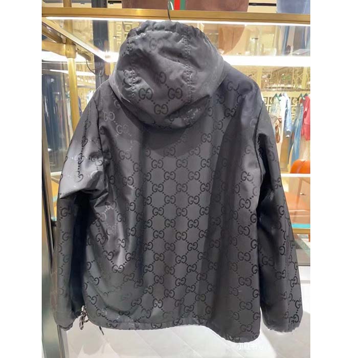 G*u*i women G*u*i off the grid hooded jacket black gg econyl regenerated nylon
