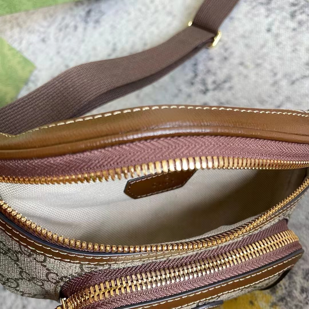 G*u*i unisex belt bag interlocking g beige ebony gg supreme canvas brown leather