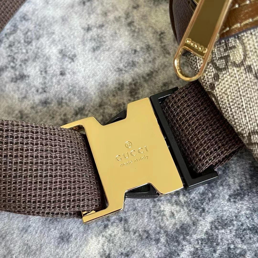 G*u*i unisex belt bag interlocking g beige ebony gg supreme canvas brown leather