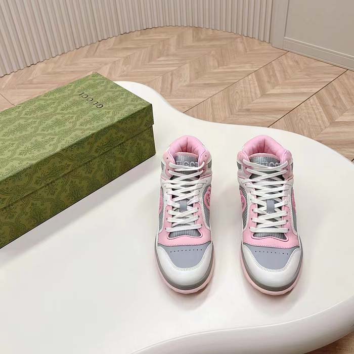 G*u*i unisex mac80 high top sneaker off white pink leather round toe rubber sole flat