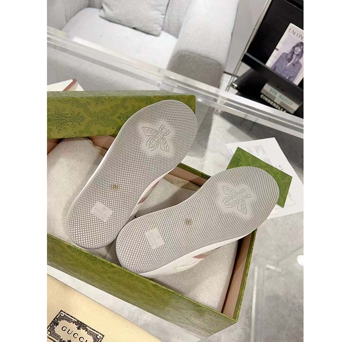 G*u*i unisex screener sneaker white gg supreme canvas rubber sole lace-up low heel