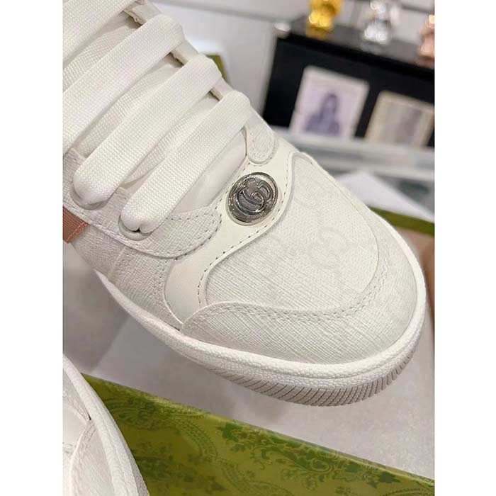 G*u*i unisex screener sneaker white gg supreme canvas rubber sole lace-up low heel