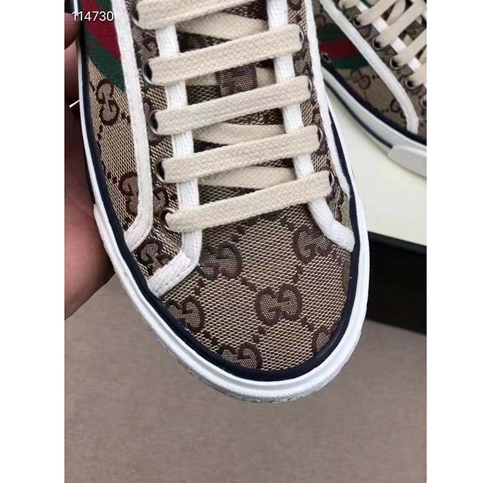 G*u*i unisex tennis 1977 sneaker beige ebony original gg canvas rubber sole flat